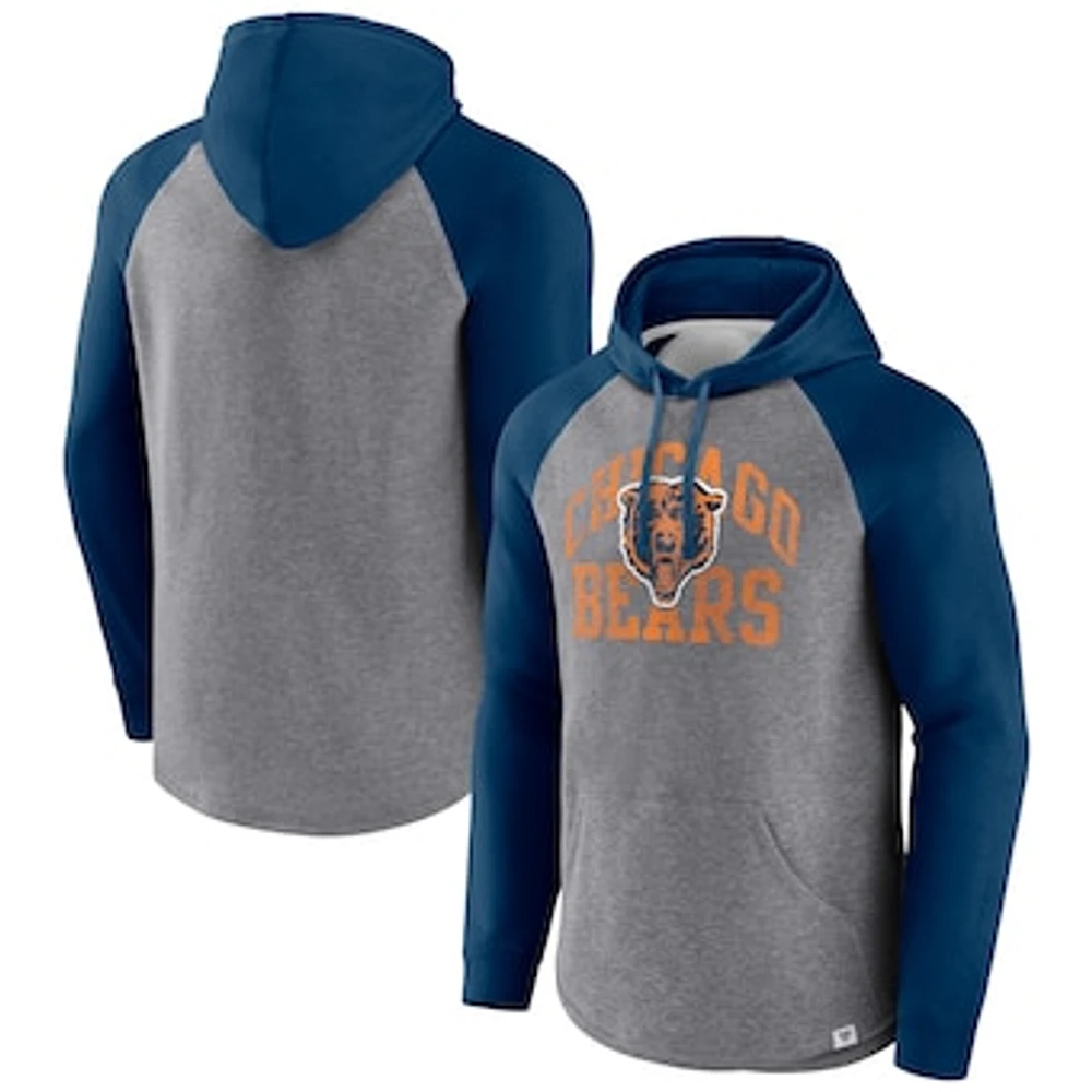 Men's Fanatics Heather Gray Chicago Bears Favorite Arch Raglan Pullover Hoodie