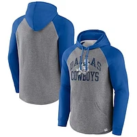 Men's Fanatics Heather Gray Dallas Cowboys Favorite Arch Raglan Pullover Hoodie