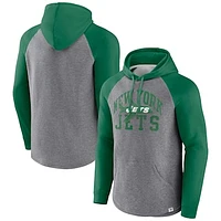 Men's Fanatics Heather Gray New York Jets Favorite Arch Raglan Pullover Hoodie