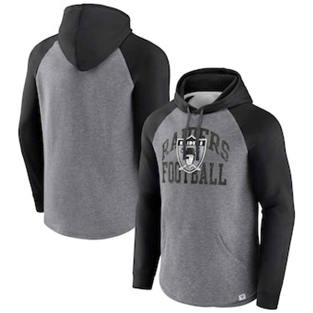 Men's Fanatics Heather Gray Las Vegas Raiders Favorite Arch Raglan Pullover Hoodie