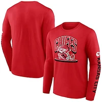 Men's Fanatics  Red Kansas City Chiefs Helmet Platform Long Sleeve T-Shirt