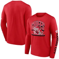 Men's Fanatics  Red Kansas City Chiefs Helmet Platform Long Sleeve T-Shirt