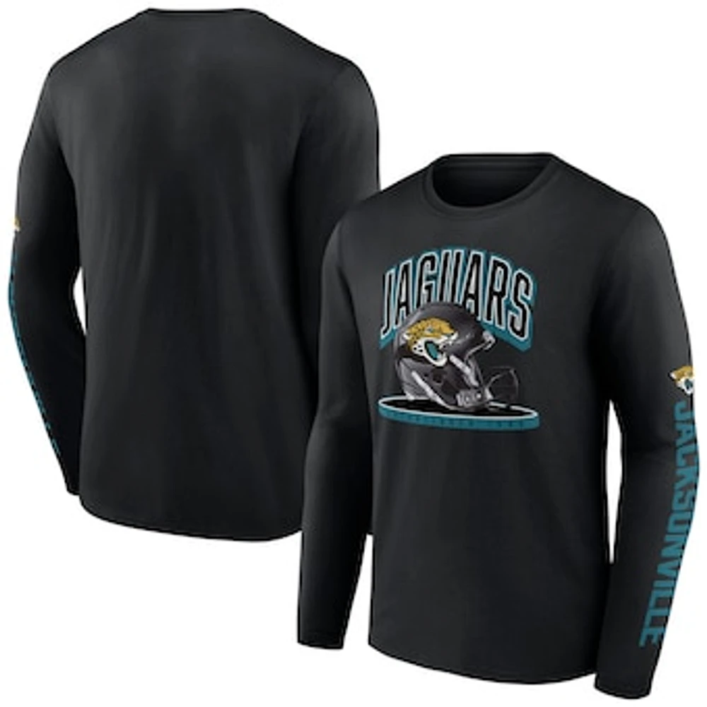 Men's Fanatics  Black Jacksonville Jaguars Helmet Platform Long Sleeve T-Shirt