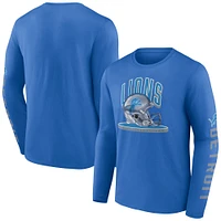 Men's Fanatics  Blue Detroit Lions Helmet Platform Long Sleeve T-Shirt