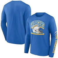 Men's Fanatics  Powder Blue Los Angeles Chargers Helmet Platform Long Sleeve T-Shirt