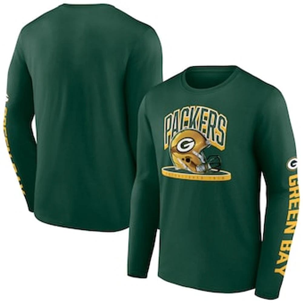 Men's Fanatics  Green Green Bay Packers Helmet Platform Long Sleeve T-Shirt