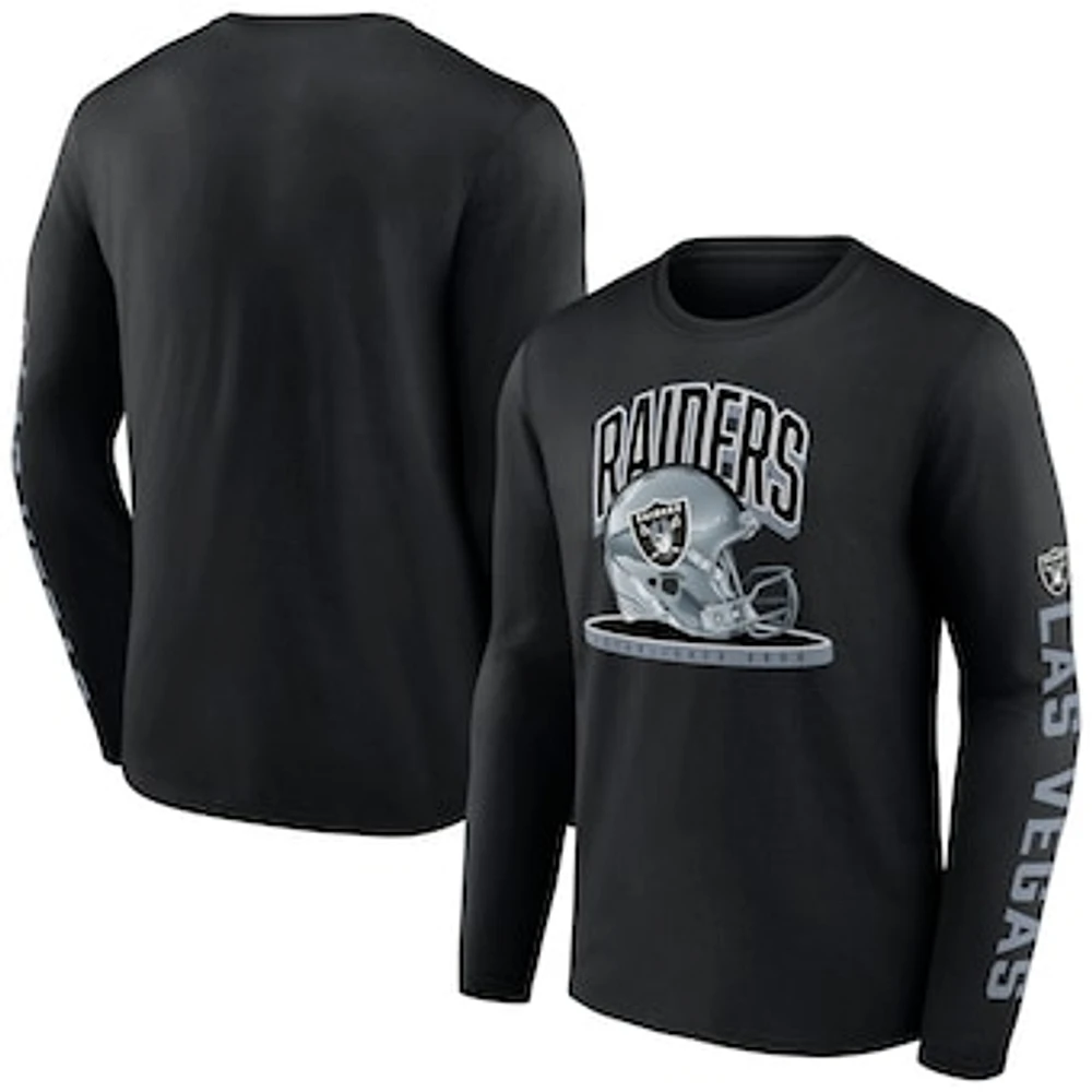 Men's Fanatics  Black Las Vegas Raiders Helmet Platform Long Sleeve T-Shirt