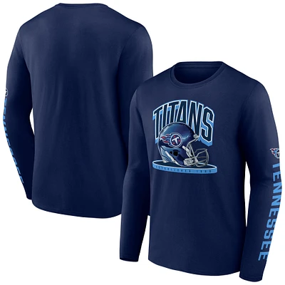 Men's Fanatics  Navy Tennessee Titans Helmet Platform Long Sleeve T-Shirt