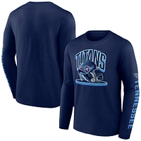 Men's Fanatics  Navy Tennessee Titans Helmet Platform Long Sleeve T-Shirt