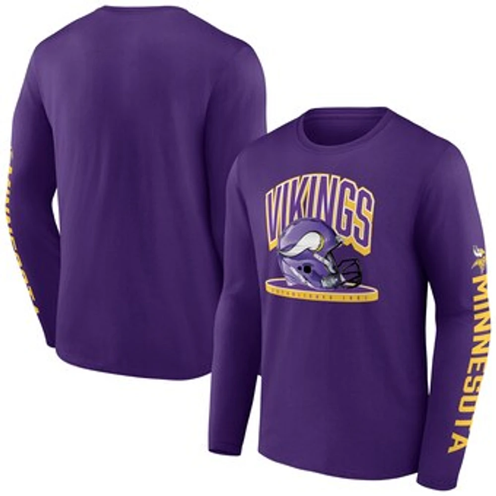 Men's Fanatics  Purple Minnesota Vikings Helmet Platform Long Sleeve T-Shirt