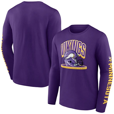 Men's Fanatics  Purple Minnesota Vikings Helmet Platform Long Sleeve T-Shirt