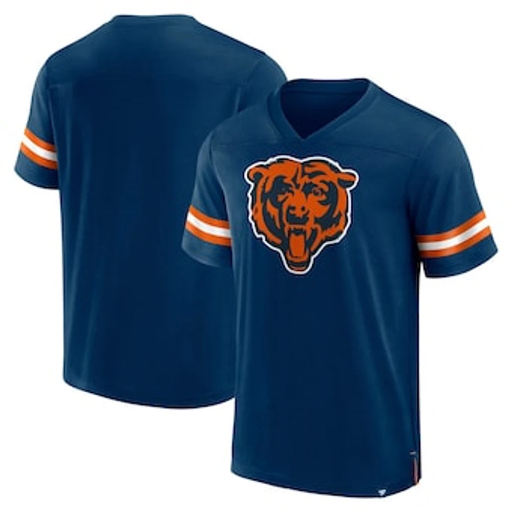 Men's Fanatics  Navy Chicago Bears Jersey Tackle V-Neck T-Shirt