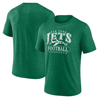 Men's Fanatics Heather Green New York Jets Official Retro Tri-Blend T-Shirt