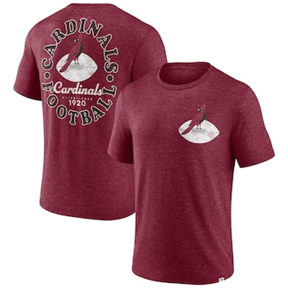 Men's Heather Cardinal Arizona Cardinals Oval Bubble Tri-Blend T-Shirt