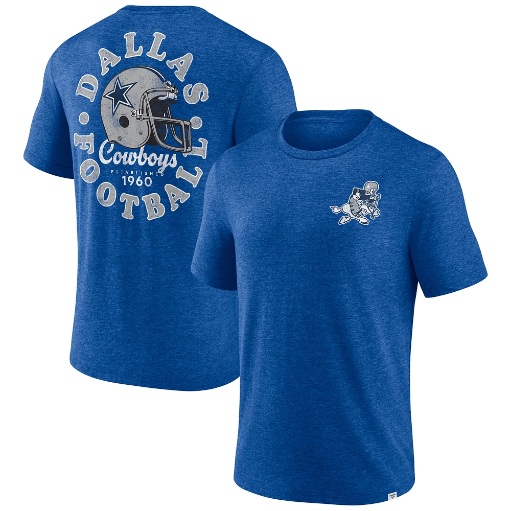 Men's Fanatics Heather Royal Dallas Cowboys Oval Bubble Tri-Blend T-Shirt