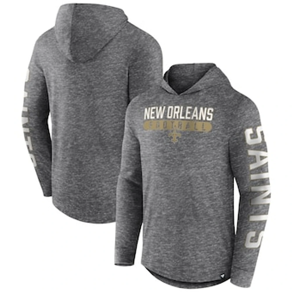 Men's Fanatics Heather Charcoal New Orleans Saints Pill Stack Long Sleeve Hoodie T-Shirt