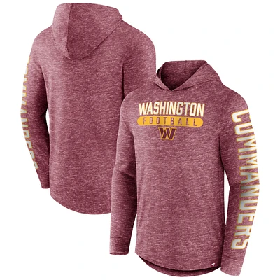 Men's Fanatics Heather Burgundy Washington Commanders Pill Stack Long Sleeve Hoodie T-Shirt