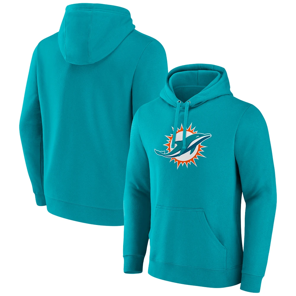 Men's Aqua Miami Dolphins Primary Logo Fleece Pullover Hoodie