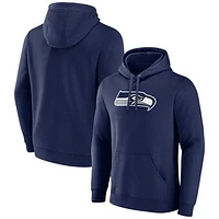 Men's Fanatics College Navy Seattle Seahawks Primary Logo Fleece Pullover Hoodie