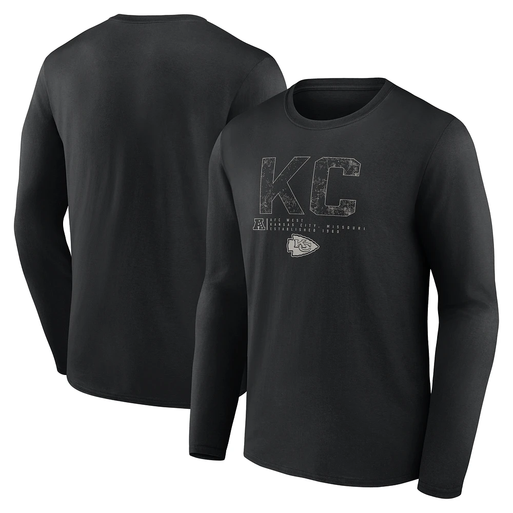 Men's Fanatics Black Kansas City Chiefs Shadow Tri-Code Long Sleeve T-Shirt