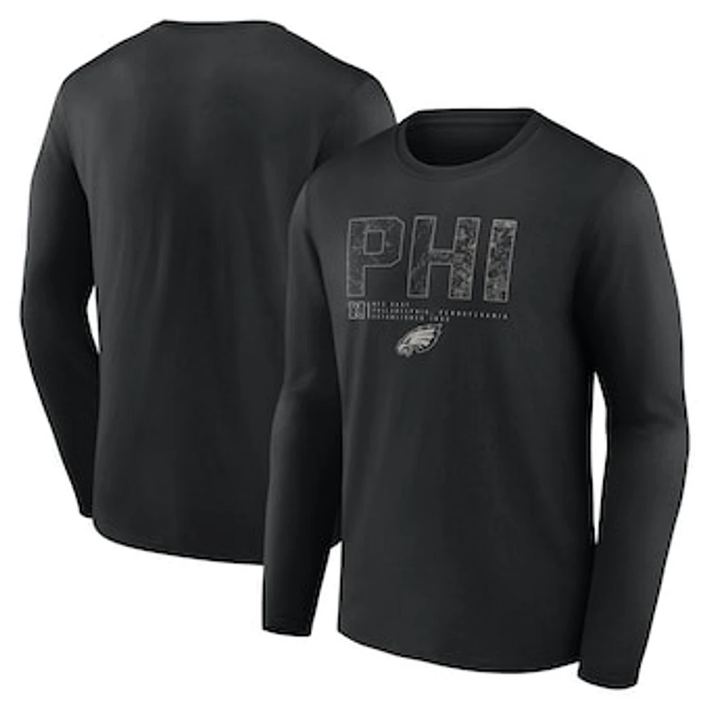 Men's Fanatics Black Philadelphia Eagles Shadow Tri-Code Long Sleeve T-Shirt