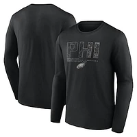 Men's Fanatics Black Philadelphia Eagles Shadow Tri-Code Long Sleeve T-Shirt