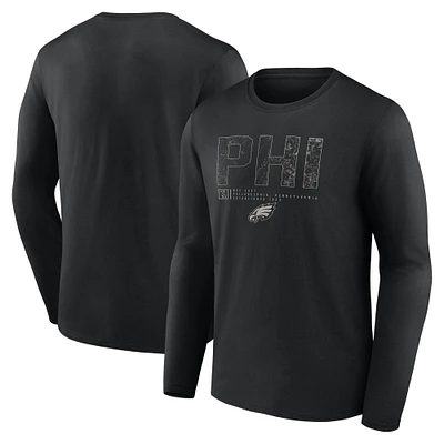 Men's Fanatics Black Philadelphia Eagles Shadow Tri-Code Long Sleeve T-Shirt