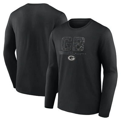 Men's Fanatics Black Green Bay Packers Shadow Tri-Code Long Sleeve T-Shirt