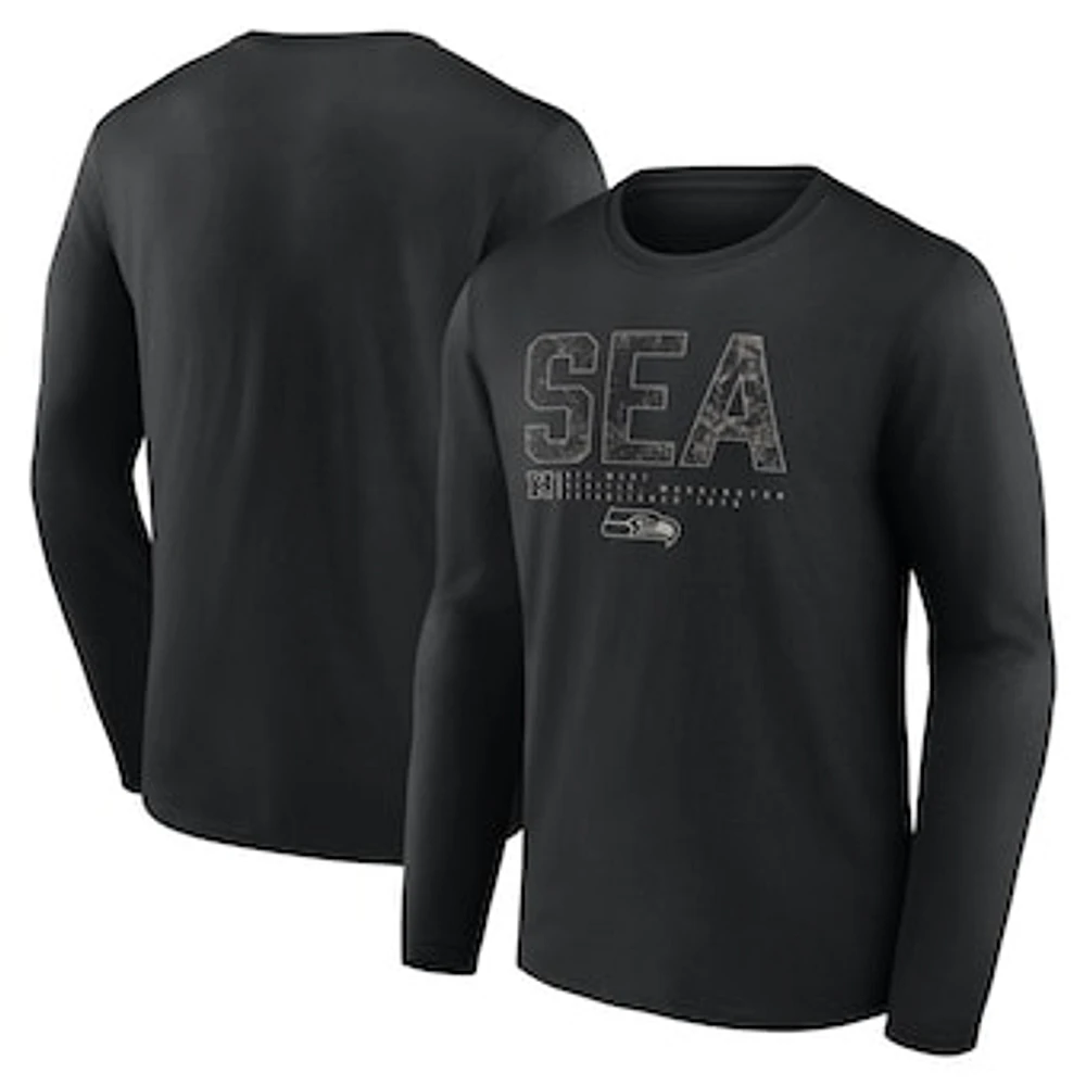 Men's Fanatics Black Seattle Seahawks Shadow Tri-Code Long Sleeve T-Shirt