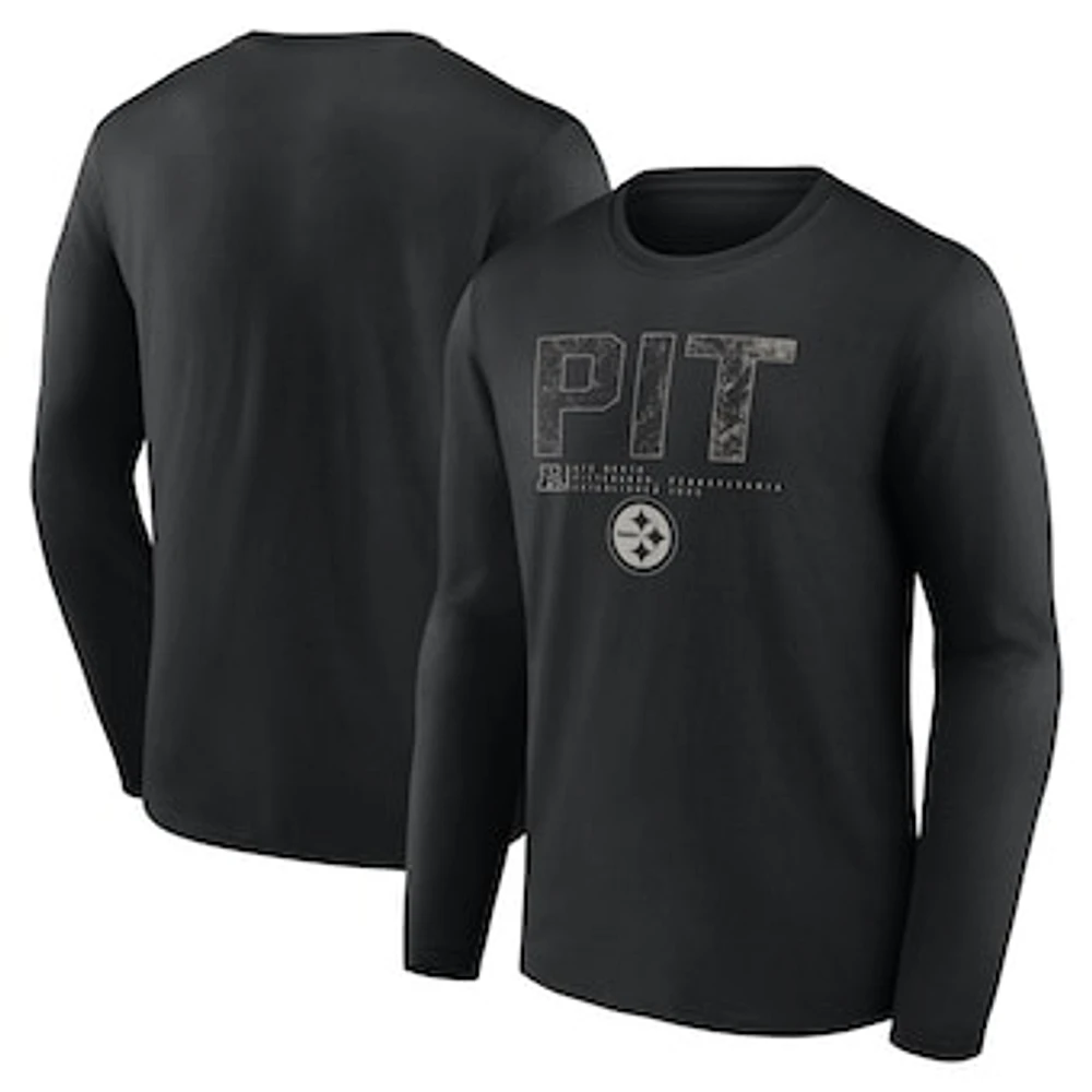 Men's Fanatics Black Pittsburgh Steelers Shadow Tri-Code Long Sleeve T-Shirt