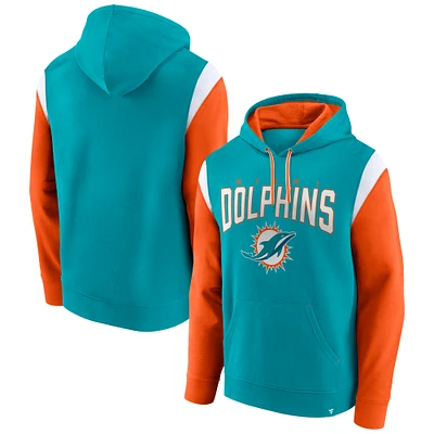 Men's Fanatics Aqua Miami Dolphins Trench Battle Pullover Hoodie