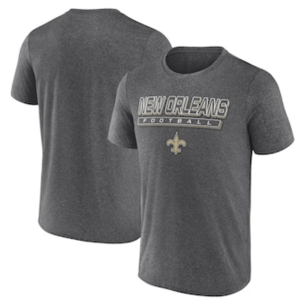 Men's Fanatics Heather Charcoal New Orleans Saints Quick Repeat Long Sleeve T-Shirt