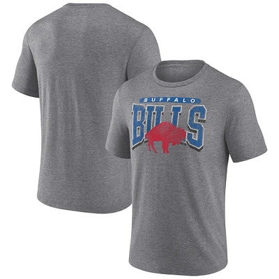 Men's Fanatics Heather Gray Buffalo Bills Warped Block Tri-Blend T-Shirt