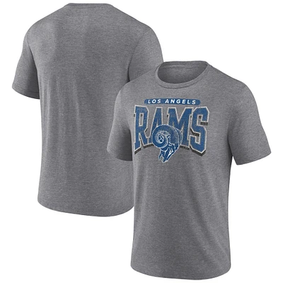 Men's Fanatics Heather Gray Los Angeles Rams Warped Block Tri-Blend T-Shirt