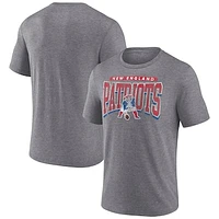 Men's Fanatics Heather Gray New England Patriots Warped Block Tri-Blend T-Shirt