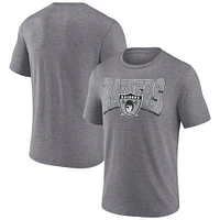 Men's Fanatics Heather Gray Las Vegas Raiders Warped Block Tri-Blend T-Shirt