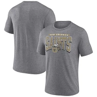 Men's Fanatics Heather Gray New Orleans Saints Warped Block Tri-Blend T-Shirt