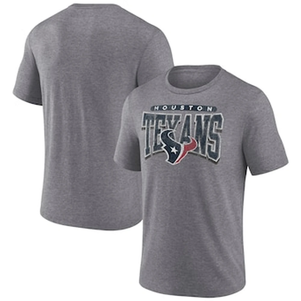 Men's Fanatics Heather Gray Houston Texans Warped Block Tri-Blend T-Shirt