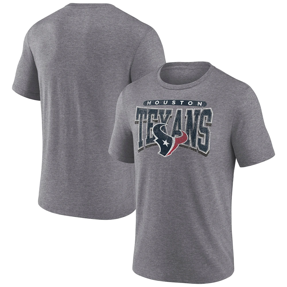 Men's Fanatics Heather Gray Houston Texans Warped Block Tri-Blend T-Shirt