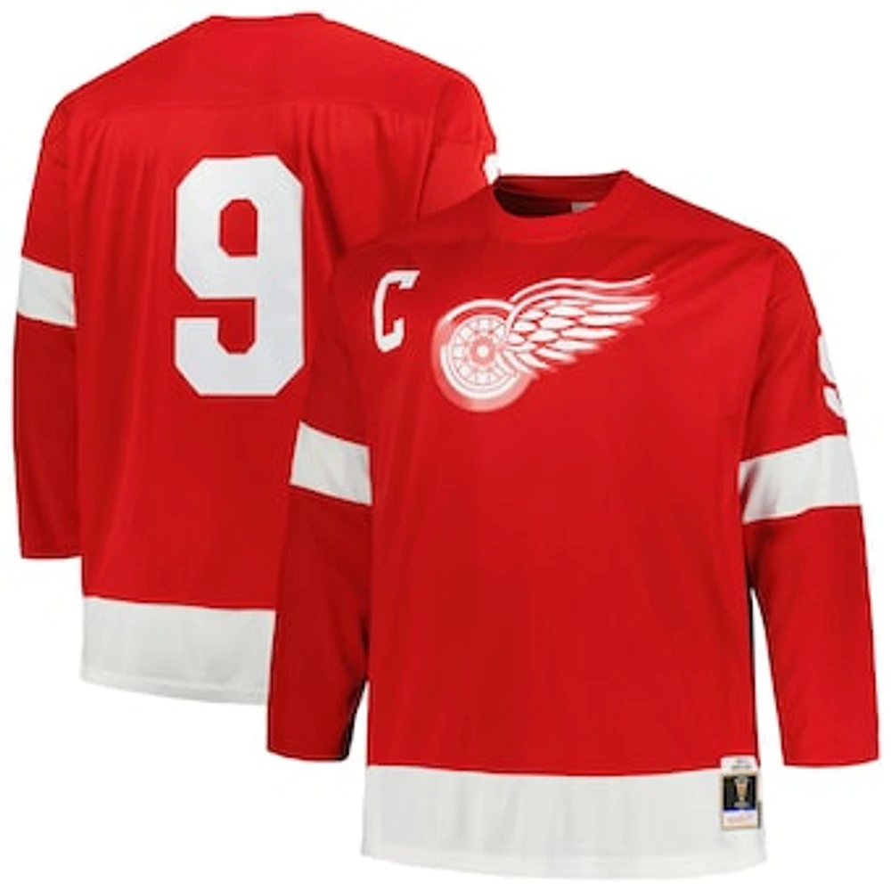 Men's Mitchell & Ness Gordie Howe Red Detroit Wings Big Tall 1960 Captain Patch Blue Line Player Jersey