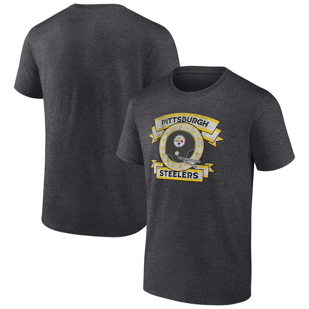 Men's Fanatics Heather Charcoal Pittsburgh Steelers Wingback Carry T-Shirt