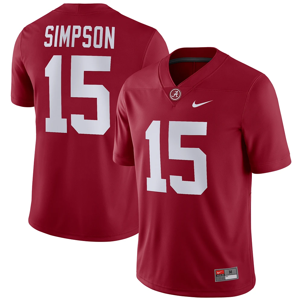 Men's Nike Ty Simpson Crimson Alabama Crimson Tide NIL Football Game Jersey