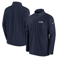 Men's Nike College Navy Seattle Seahawks Sideline Coach Half-Zip Jacket