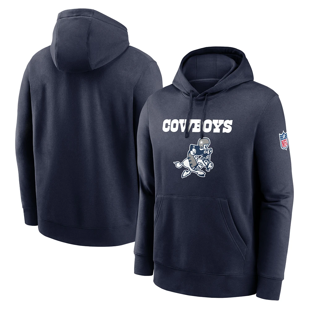 Men's Nike  Navy Dallas Cowboys 2023 Sideline Club Alternate Tri-Blend Pullover Hoodie