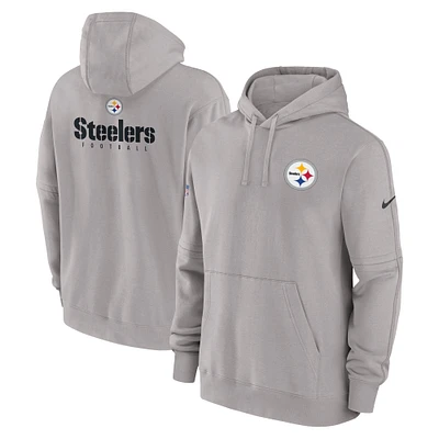 Men's Nike Gray Pittsburgh Steelers Sideline Club Fleece Pullover Hoodie