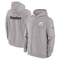 Men's Nike Gray Pittsburgh Steelers Sideline Club Fleece Pullover Hoodie