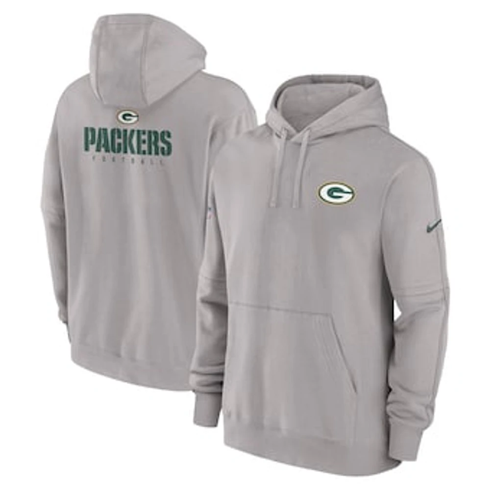 Men's Nike Gray Green Bay Packers Sideline Club Fleece Pullover Hoodie