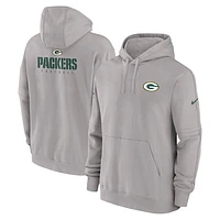 Men's Nike Gray Green Bay Packers Sideline Club Fleece Pullover Hoodie