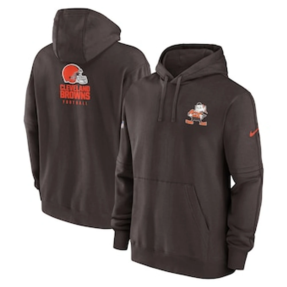 Men's Nike Brown Cleveland Browns Sideline Club Fleece Pullover Hoodie