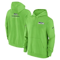 Men's Nike Neon Green Seattle Seahawks Sideline Club Fleece Pullover Hoodie